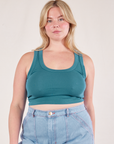 Lish is 5'8" and wearing S Cropped Tank Top in Marine Blue