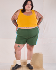 Painted Stripe Easy Shorts - Dark Emerald Green