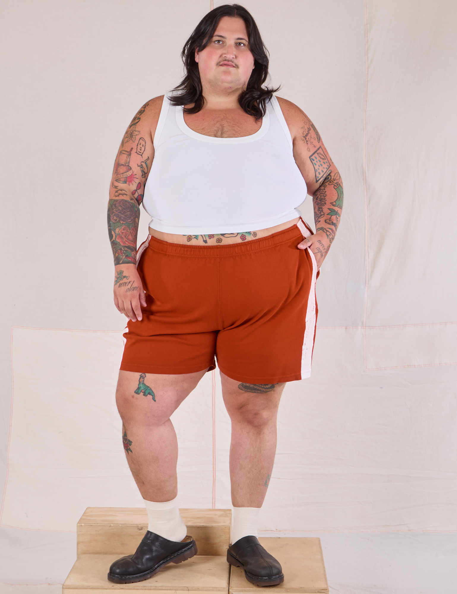 Painted Stripe Easy Shorts - Paprika