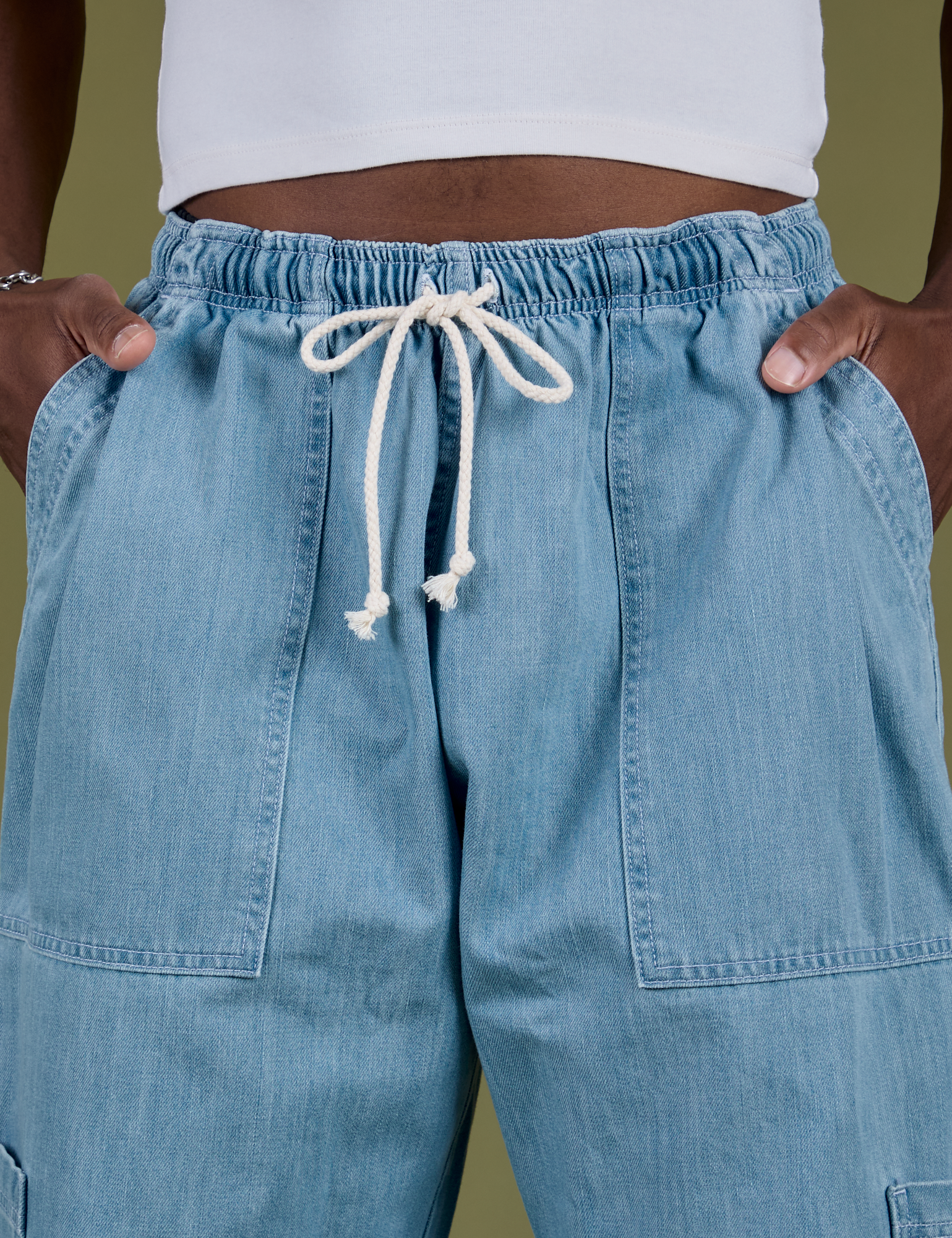 TRY-A-STYLE - Denim Drop Pocket Pants - Light Wash *FINAL SALE*