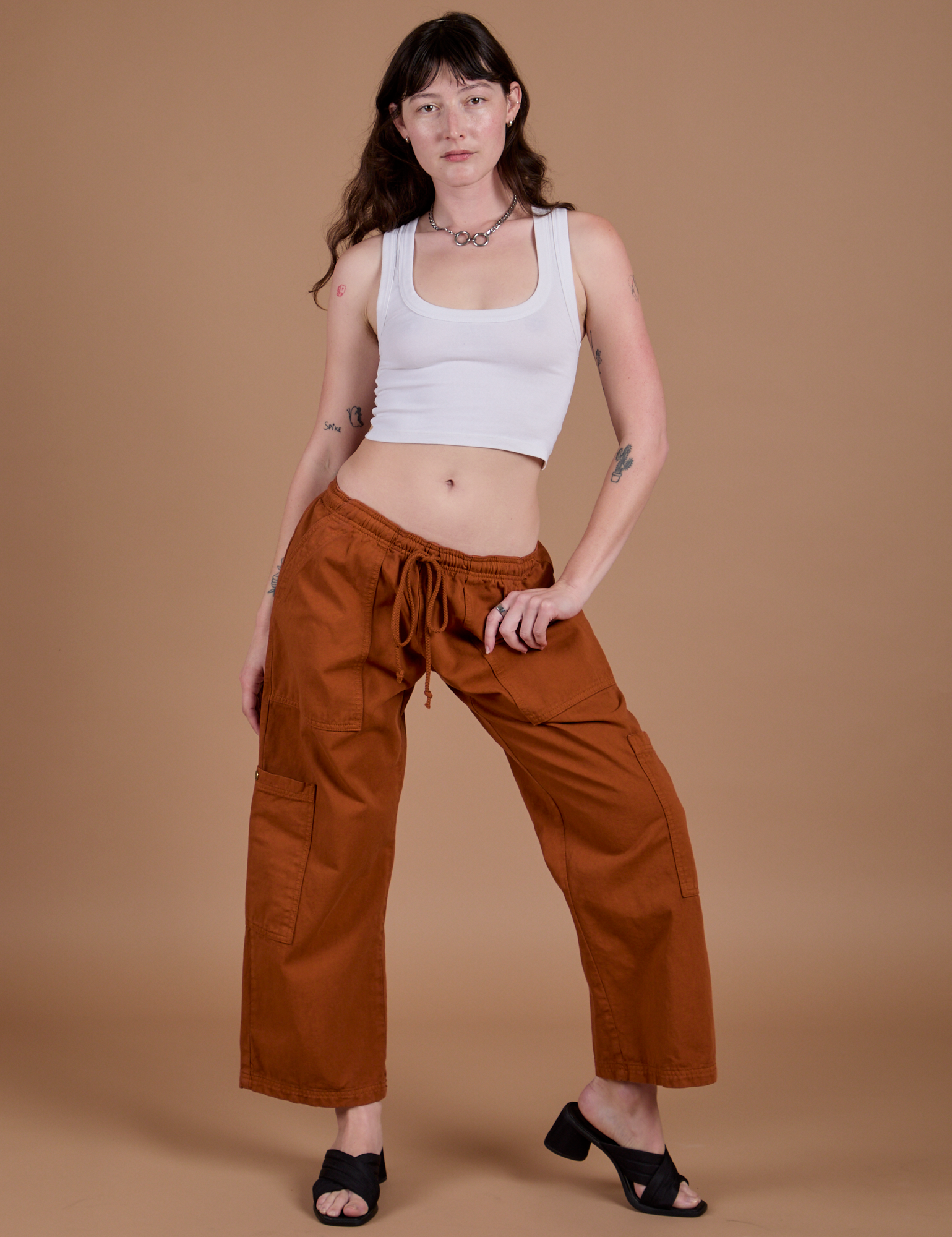 Drop Pocket Cargo Pants - Burnt Terracotta