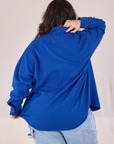 Flannel Overshirt in Royal Blue back view on Ashley