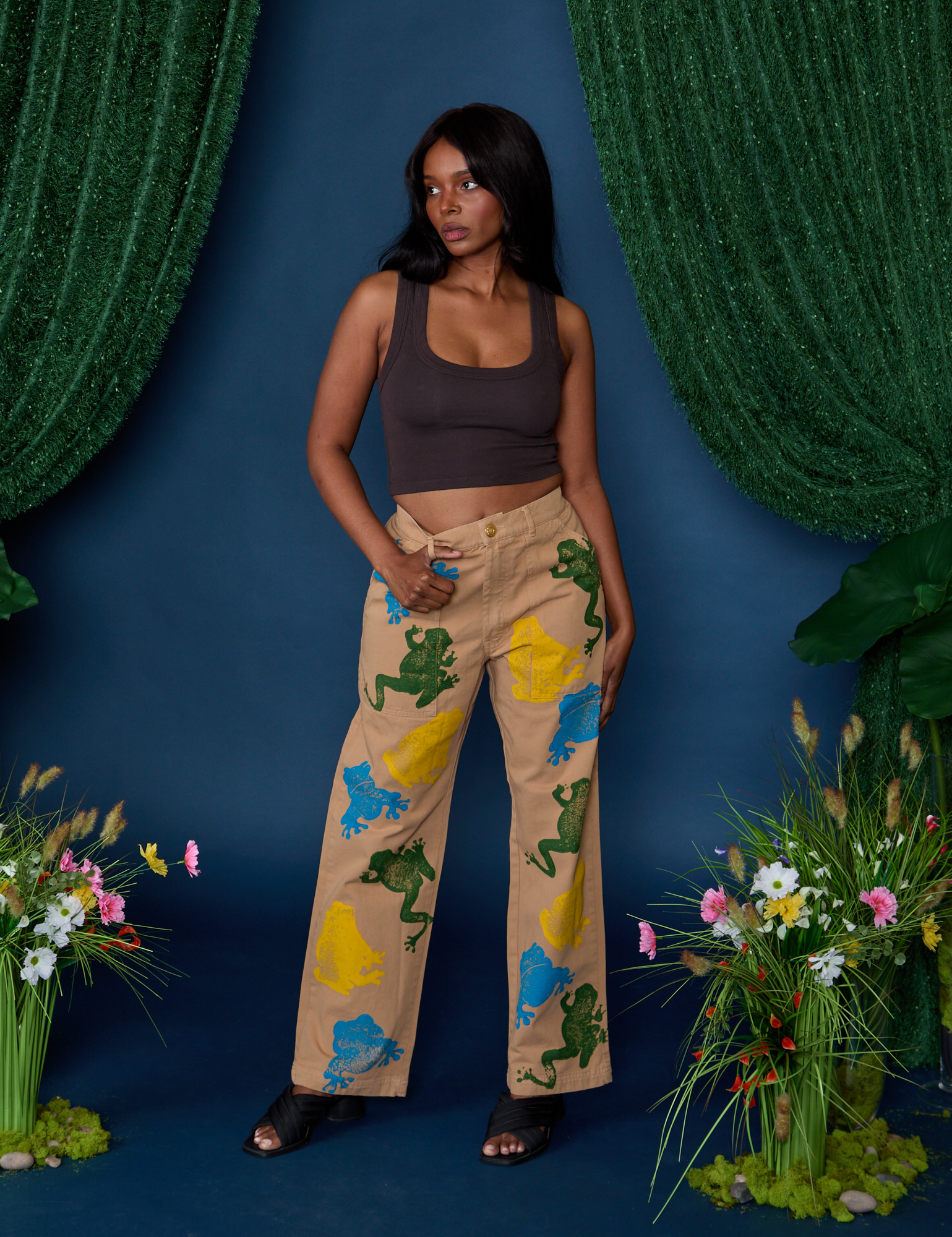 Paintstamped Work Pants - Froggy