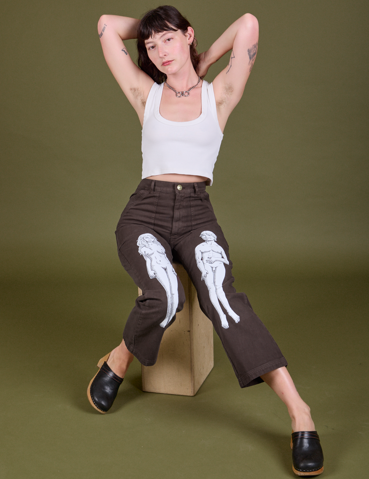 Guy Colwell Work Pants in Woman &amp; Man and Cropped tank in Vintage Tee Off-White on Alex