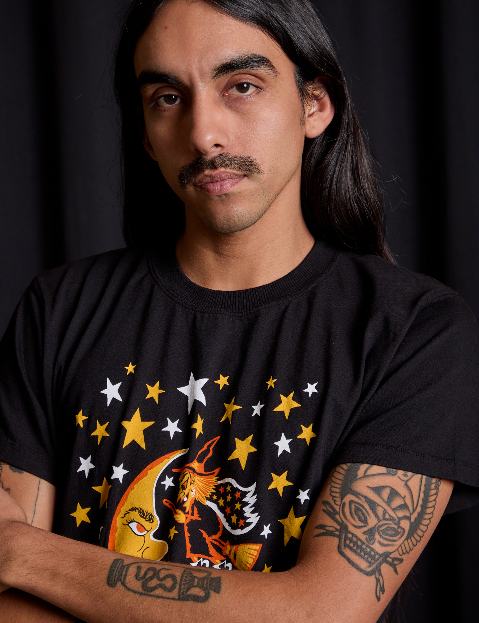 Vintage Tee in Moon &amp; Witch front close up on Anthony