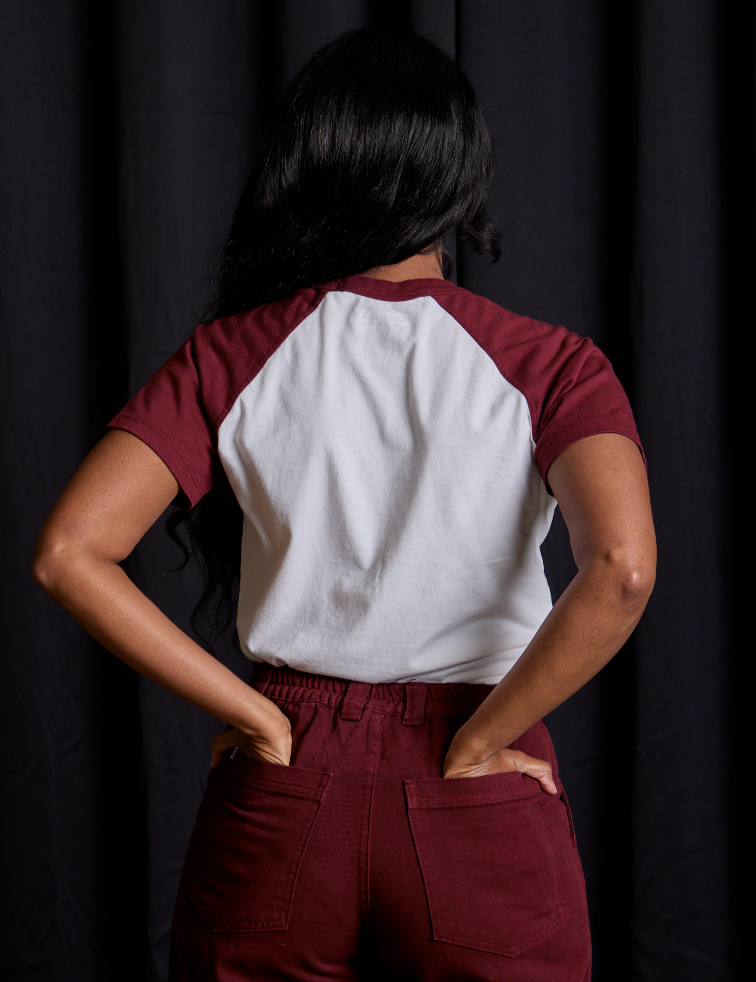 Back view of Raglan Tee in Clown on Kandia