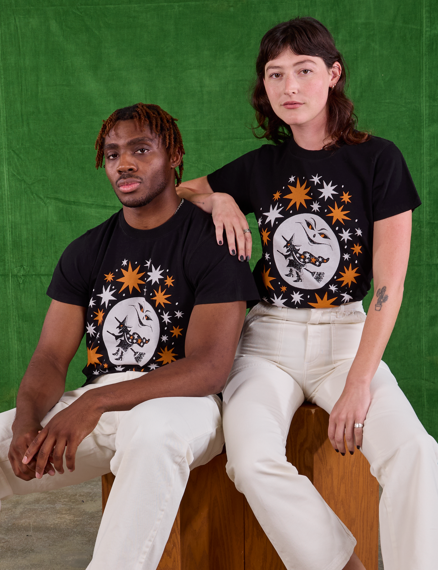 Issac and Alex are wearing Halloween Organic Tee in Moon