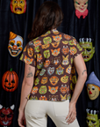 Halloween Masks Pantry Button-Up back view on Alex