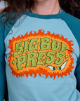 Raglan Tee in Haunted BBP front close up on Alex