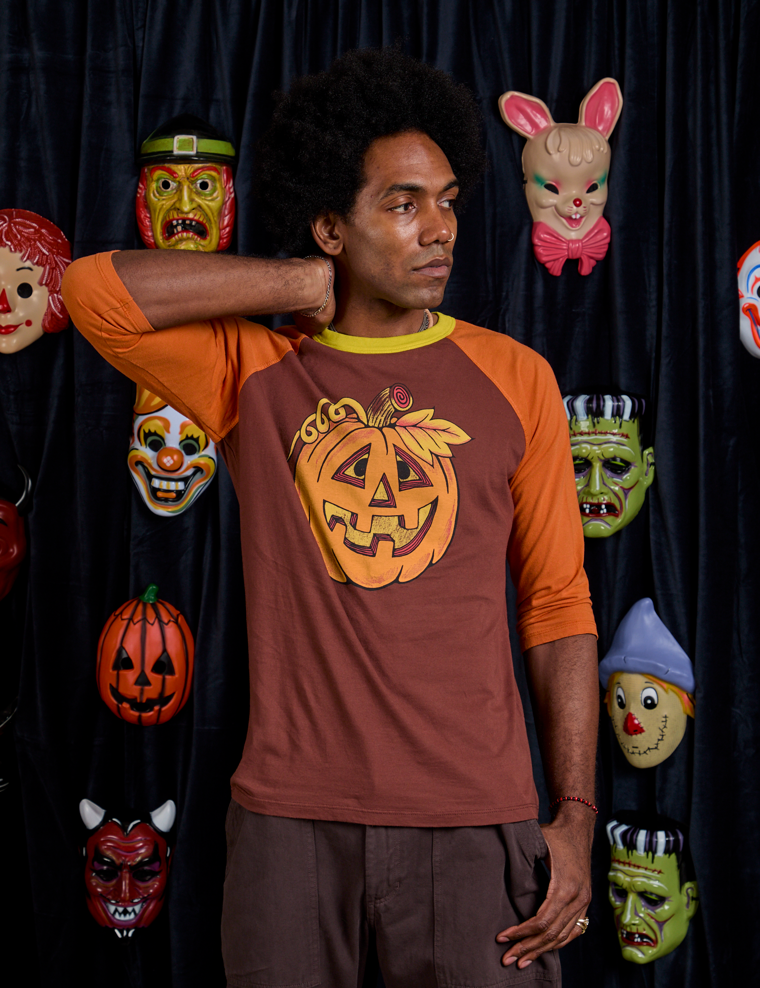 Raglan Tee in Jack-O-Lantern worn by Jerrod