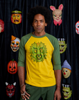 errod is 6'3" and wearing M Raglan Tee in Creature