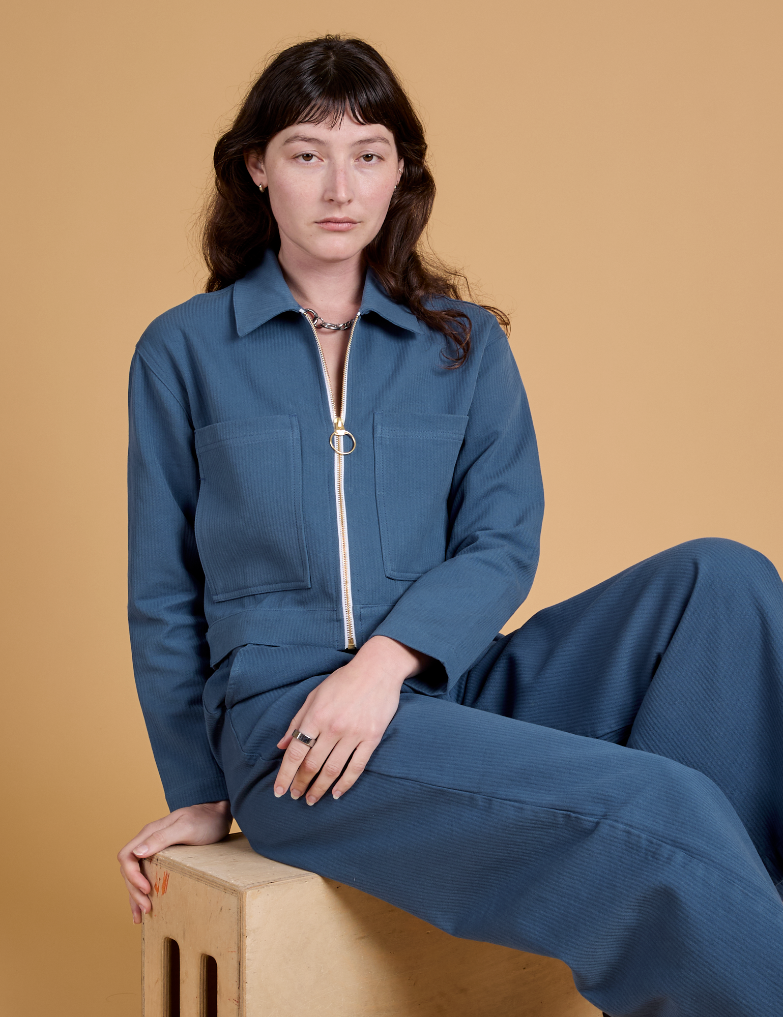 Heritage Mechanic Jacket in French Blue worn by Alex