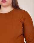 Front close up of Honeycomb Thermal in Burnt Terracotta worn by Marielena