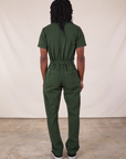 Long Jumpsuit in Swamp Green back view on Jerrod