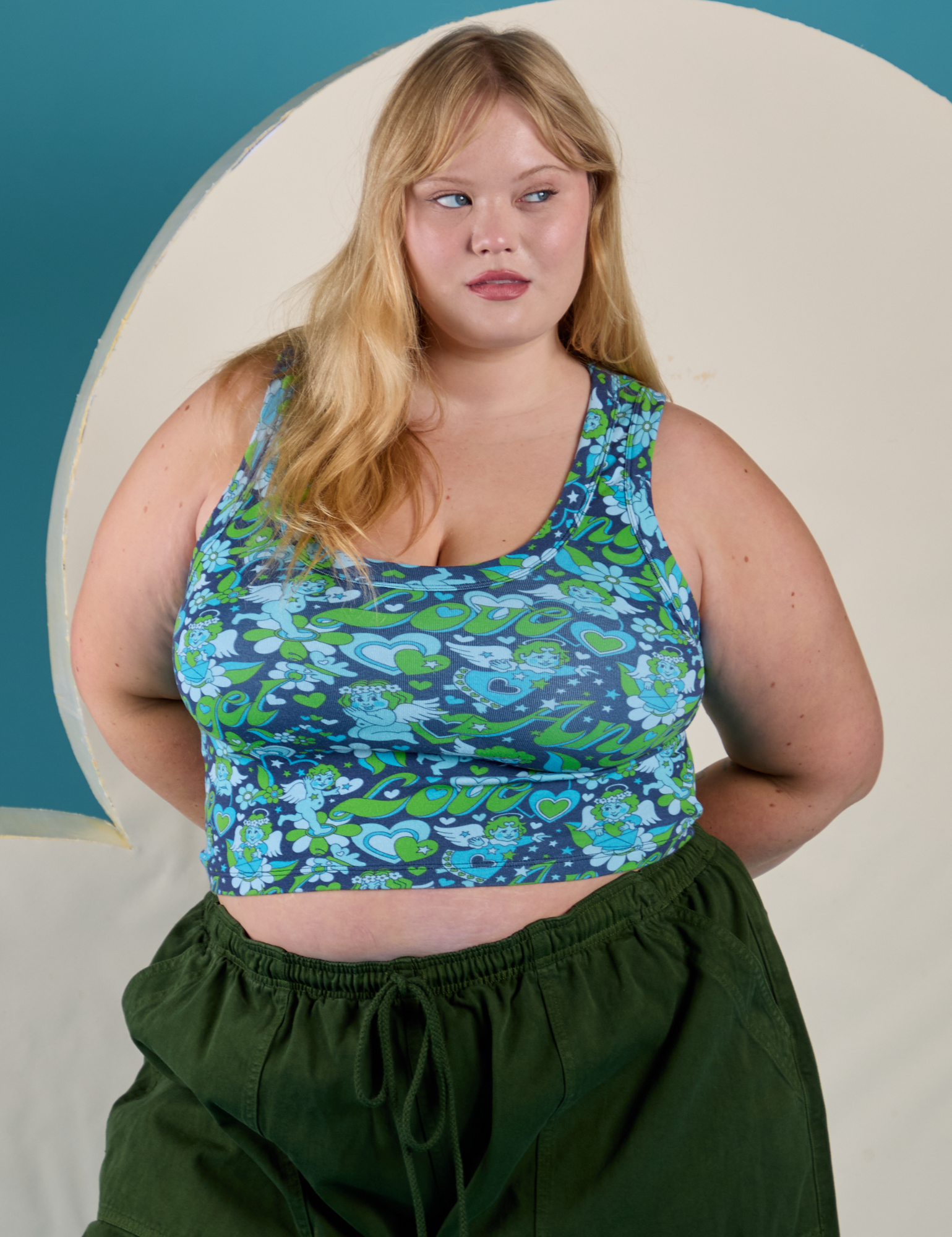 Cropped Tank Top - Angel Print