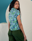 Angled back view of Angel Print Pantry Button-Up on Shahana