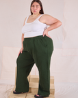 Easy Western Pants in Swamp Green side view on Marielena