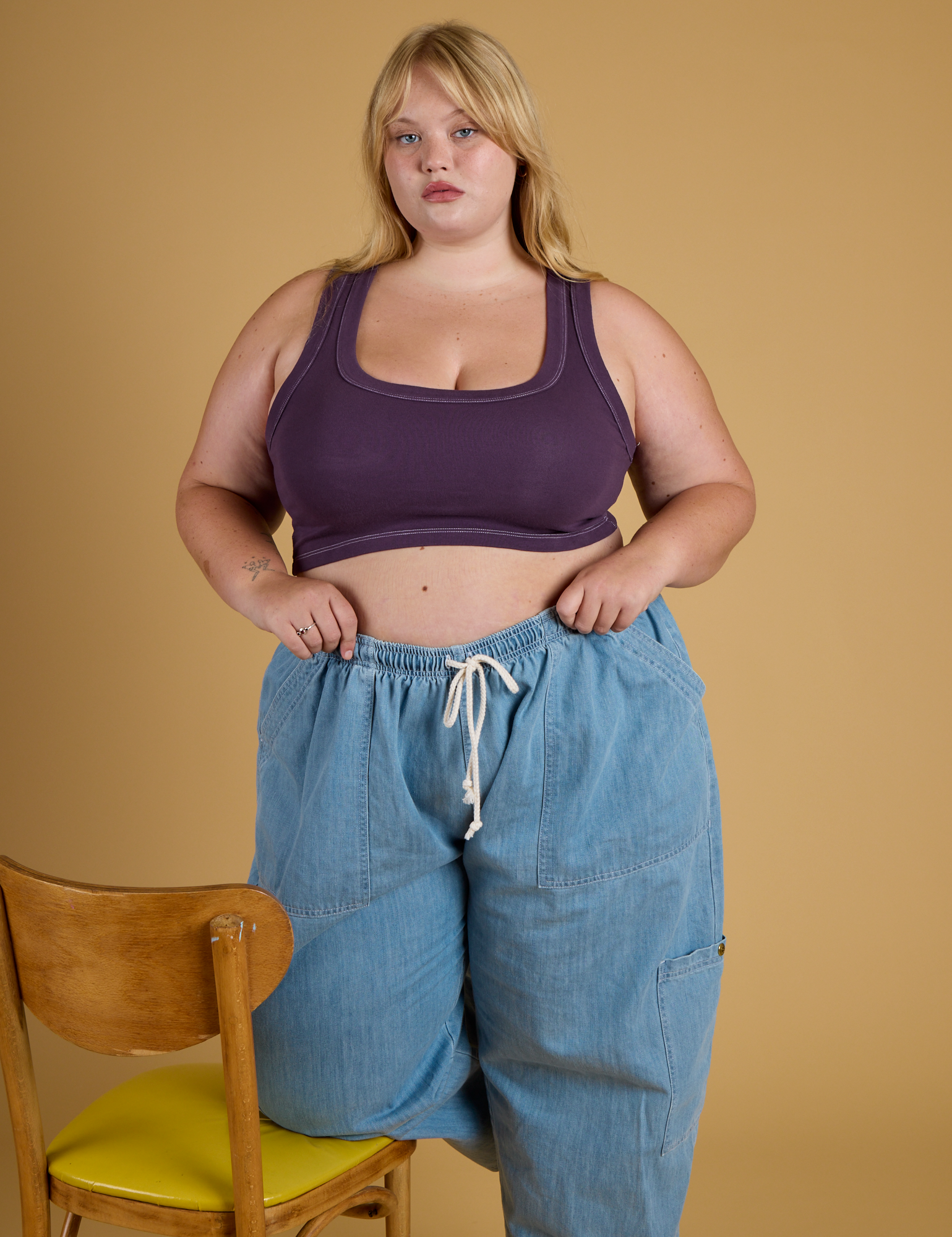Contrast Stitch Mini Tank - Nebula Purple