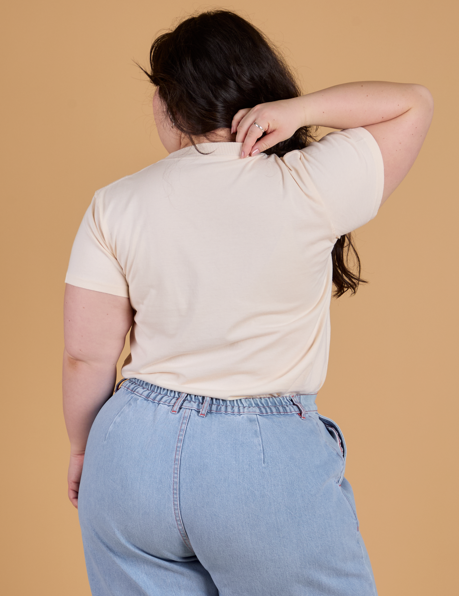 Organic Vintage Tee in Vintage Off White back view on Ashley