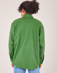 Back view of Oversize Overshirt in Lawn Green worn by Jesse