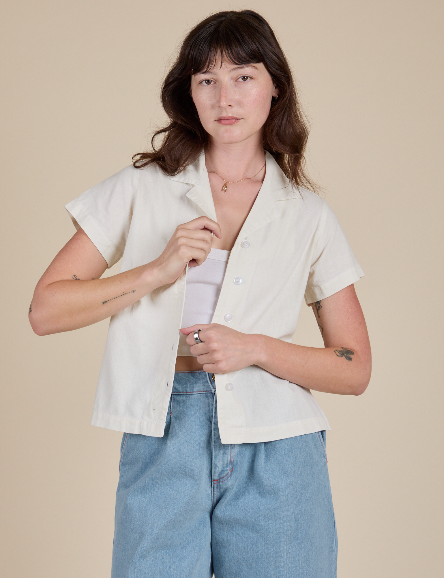 Pantry Button-Up - Vintage Tee White