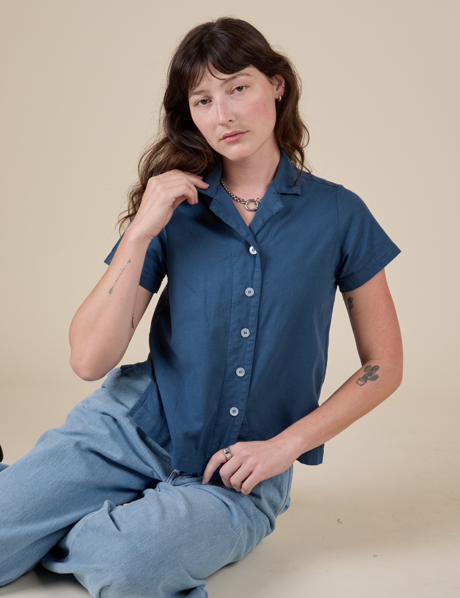 Pantry Button-Up in French Blue on Alex