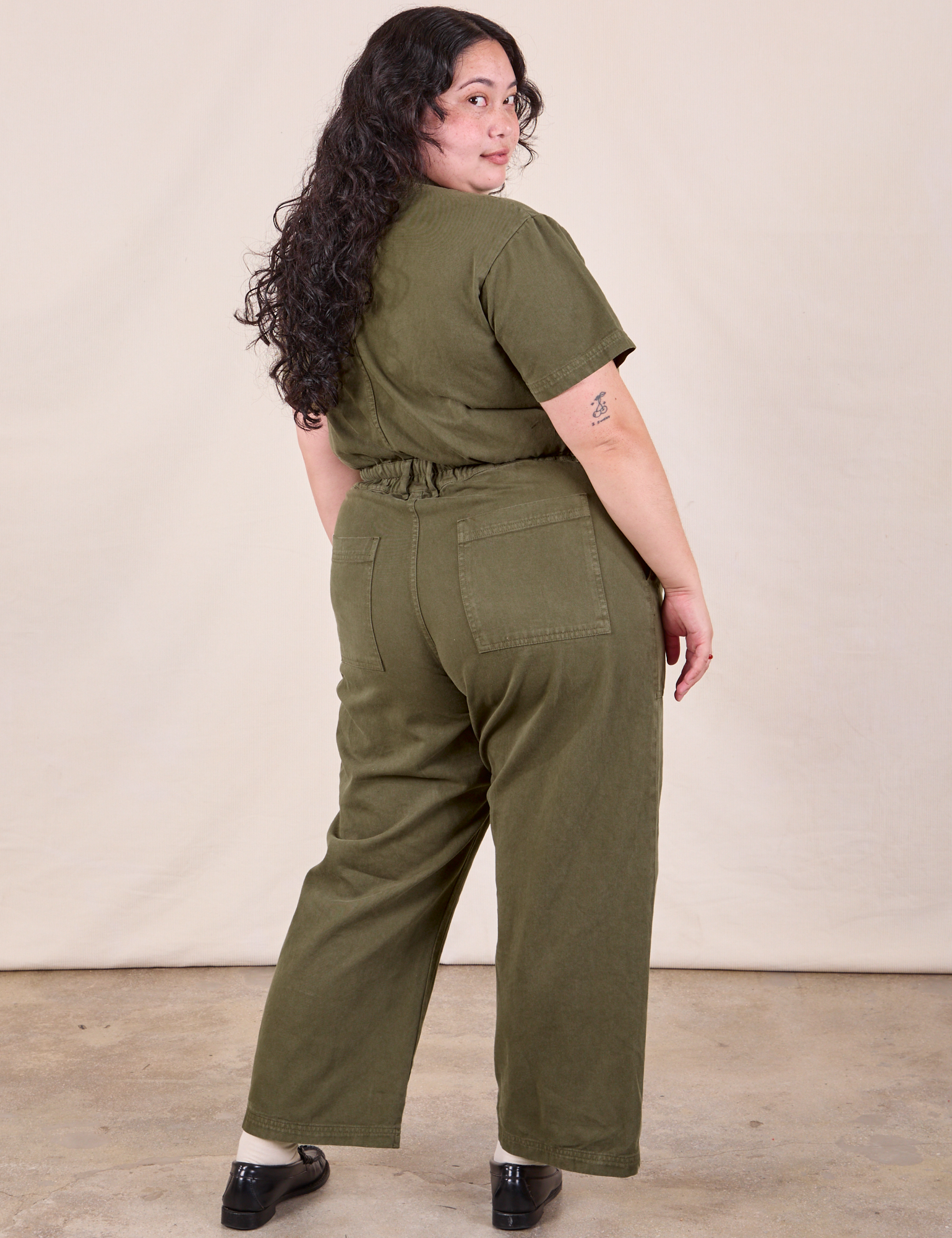 Petite Short Sleeve Jumpsuit Surplus Green