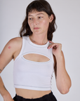 Alex is 5’8” and wearing P Porthole Tank in White