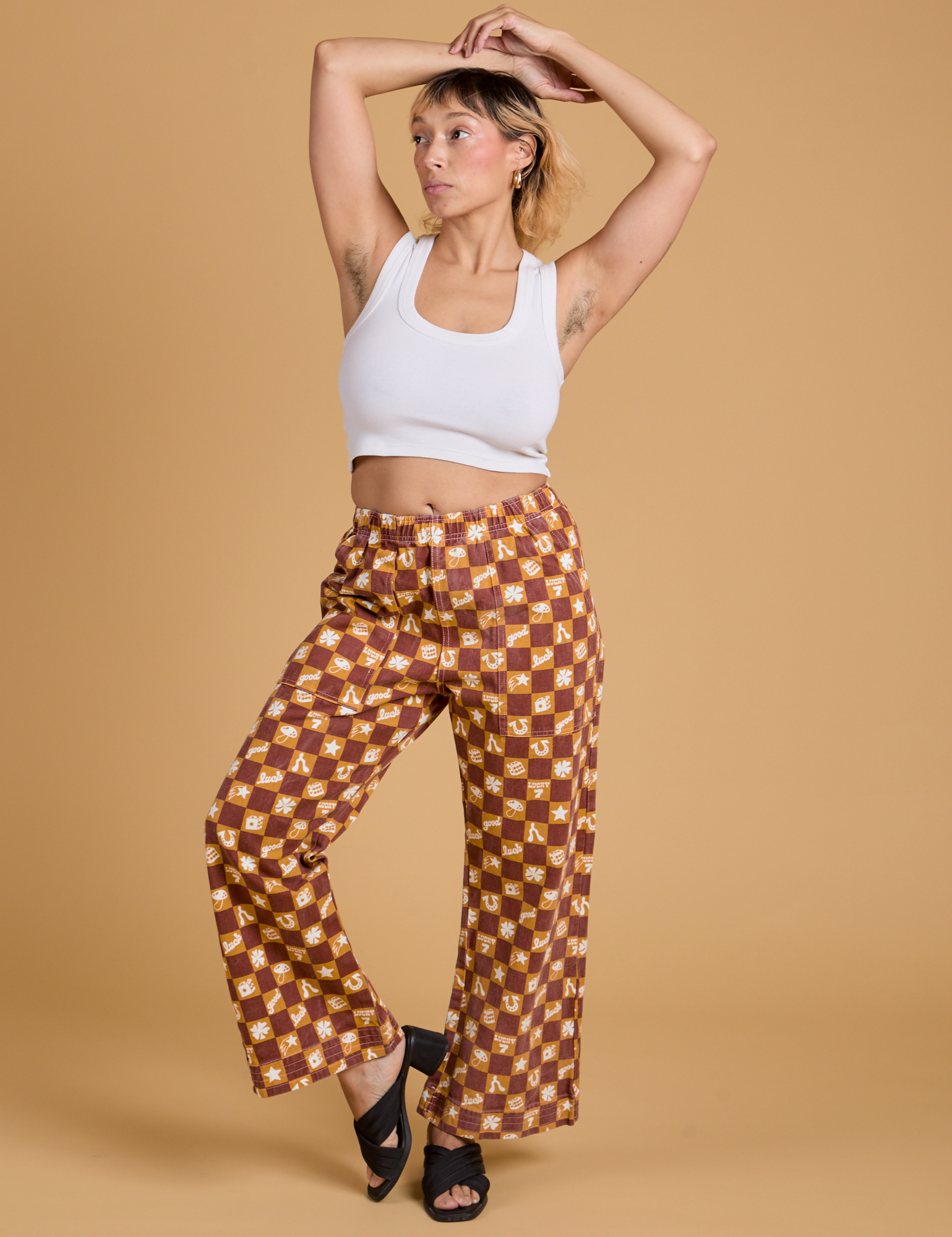 Printed Action Pants - Lucky (Orange)