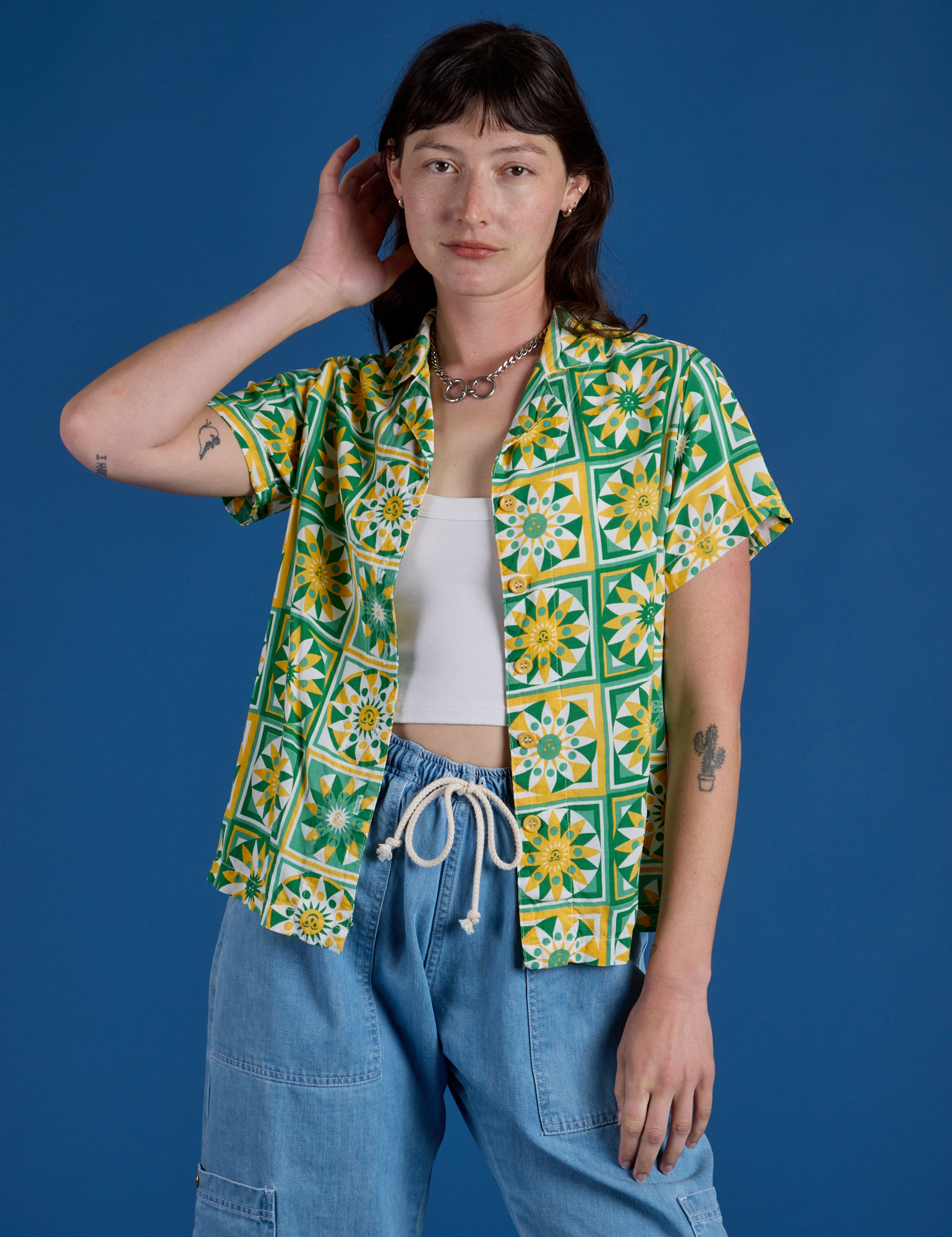 Spring Quilt Print Pantry Button-Up