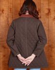 Back view of Quilted Overcoat in Espresso Brown on Alex