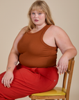 Racerback Tank in Burnt Terracotta worn by Juliet