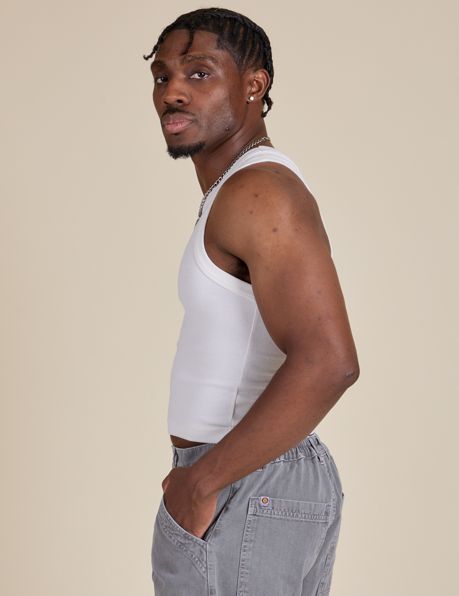 Racerback Tank - Vintage Tee White
