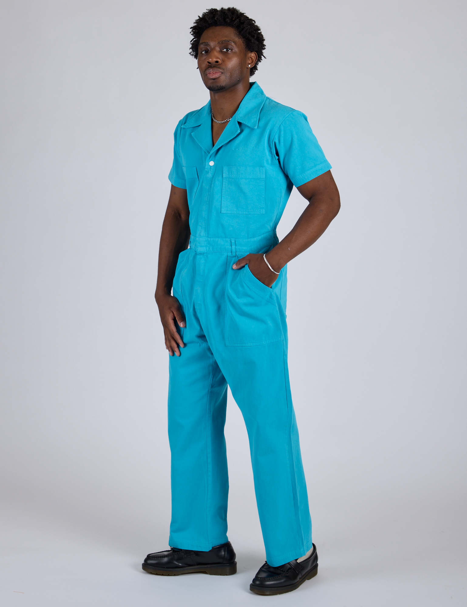 Short Sleeve Jumpsuit - Hawaiian Blue