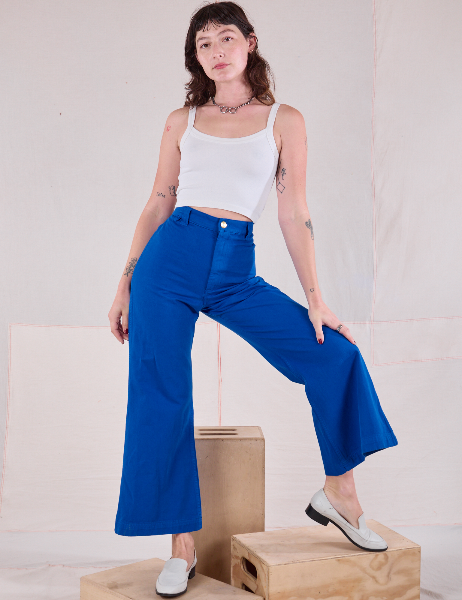 Bell Bottoms in Royal Blue and Cami in Vintage Tee Off-White on Alex