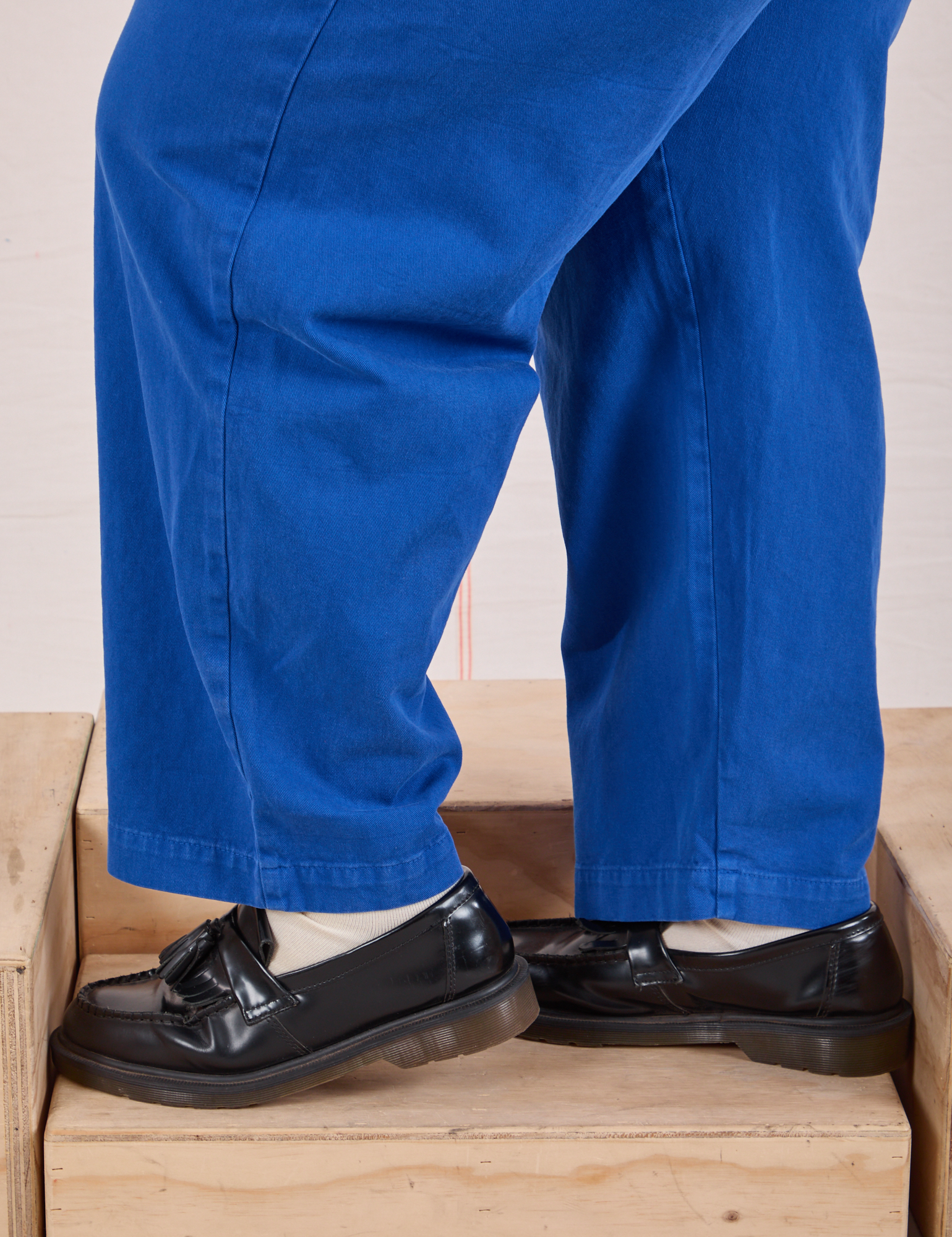 Heavyweight Trousers in Royal Blue pant leg close up on Morgan