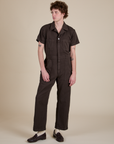 Short Sleeve Jumpsuit in Espresso Brown on Quinn