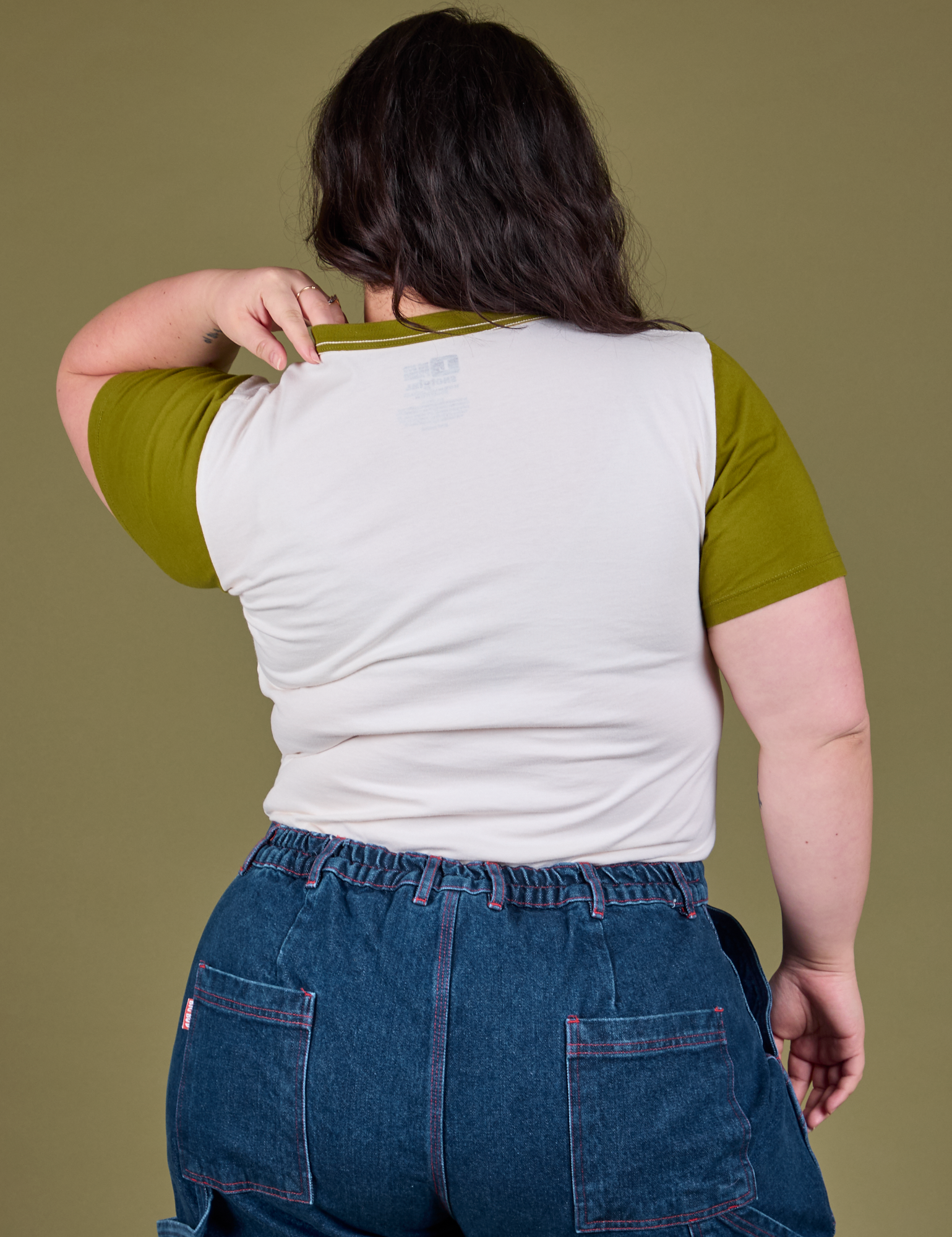 Olive Lottie Tee back view on Ashley