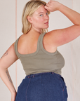 Square Neck Tank in Khaki Grey back view on Lish