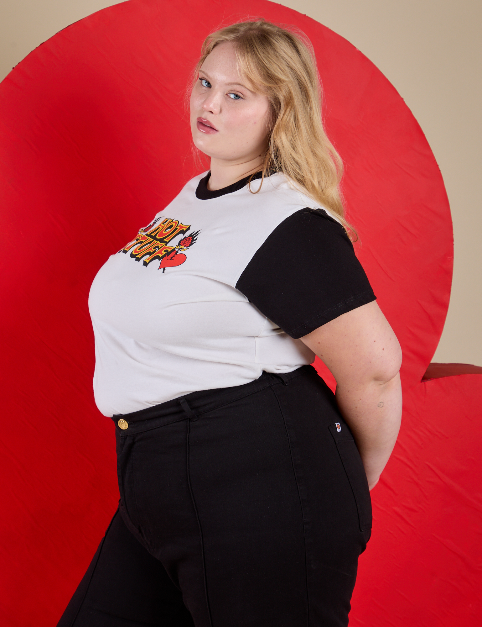 Side view of Vintage Tee in Hot Stuff on Juliet