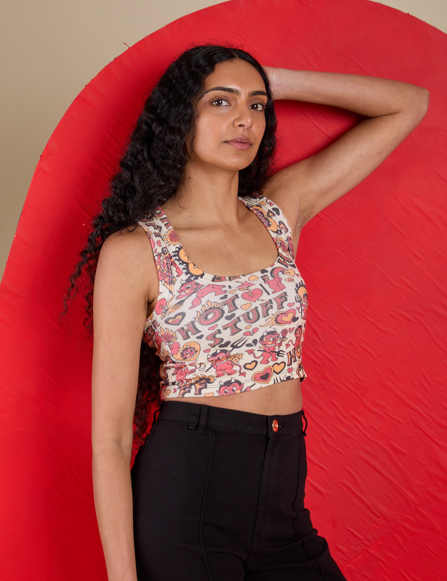 Cropped Tank Top - Hot Stuff Print *FINAL SALE* – BIG BUD PRESS