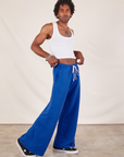 Wide Leg Sweat Pants in Royal Blue side view on Jerrod