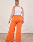 Wide Leg Sweat Pants in Sunset Orange back view on Lish