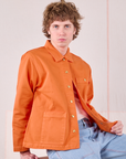 Denim Work Jacket in Construction Orange on Quinn