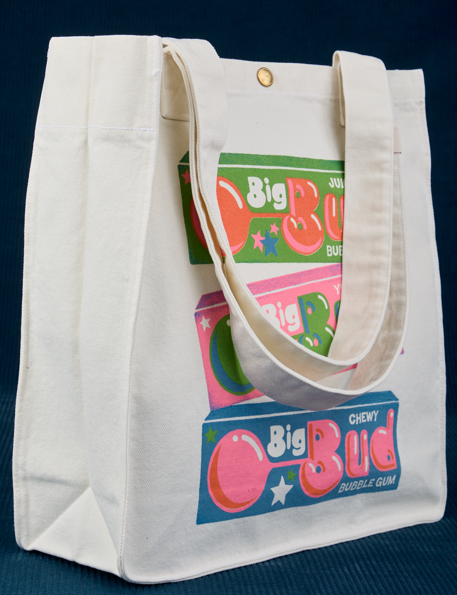 Angled view of Bodega Shopper Tote in Bubblegum