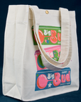 Angled view of Bodega Shopper Tote in Bubblegum