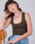Cropped Tank Top in Espresso Brown worn by Alex