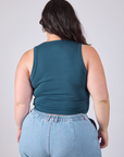 Cropped Tank Top in Lagoon back view on Ashley