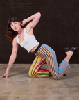 Mixed Stripe Work Pants worn by Alex