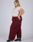 Pleated Pull-On Pants - Red Wine